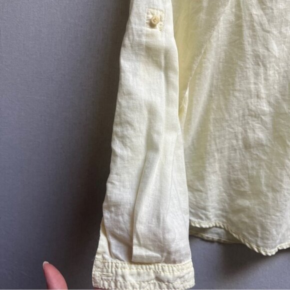 Olsen Europe linen cotton yellow light weight button down shirt Sz S-M - Picture 3 of 6